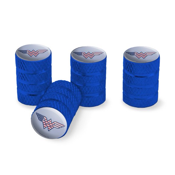 Wonder Woman USA American Flag Logo Tire Rim Wheel Aluminum Valve Stem Caps