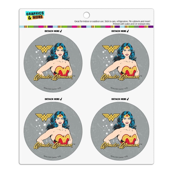 Wonder Woman Vintage Icon Refrigerator Fridge Locker Vinyl Circle Magnet Set