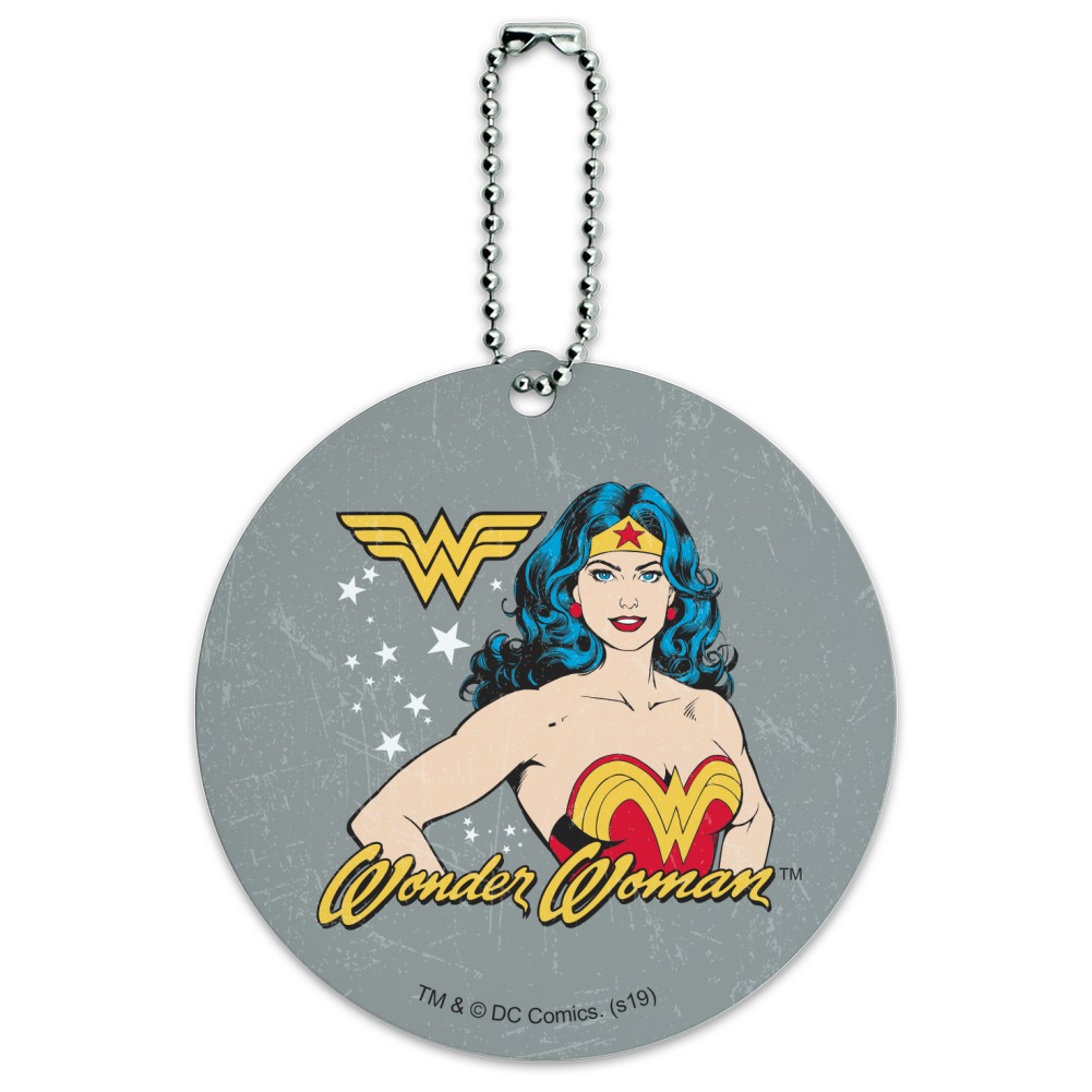 Wonder Woman Vintage Icon Round Luggage ID Tag Card Suitcase Carry-On ...