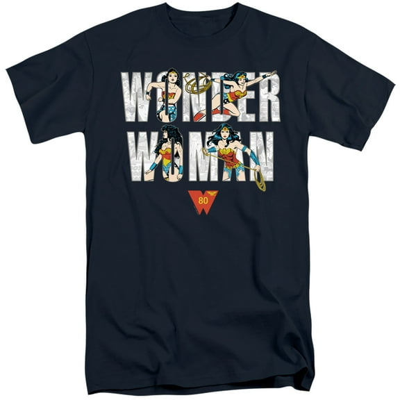 Wonder Woman WW 80th Illustrated Type Unisex Adult Tall T Shirt, WW 80th Illustrated Type, 2X-Large