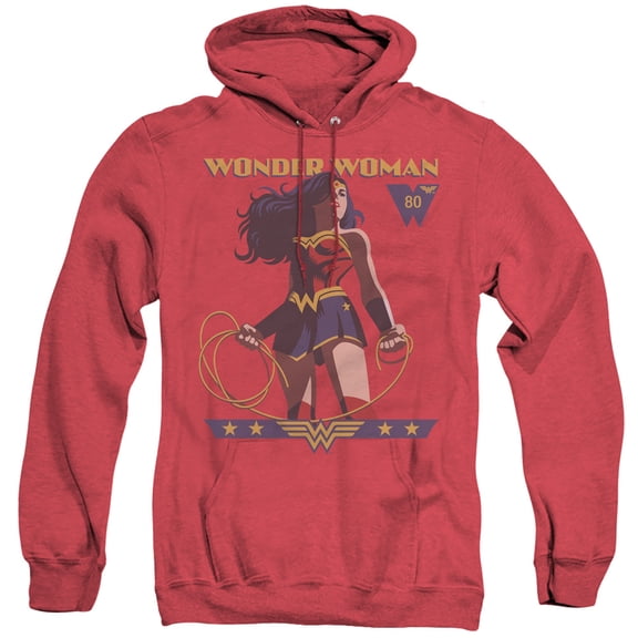 Wonder Woman WW 80th Stance Unisex Adult Pull-Over Heather Hoodie, WW 80th Stance, Small