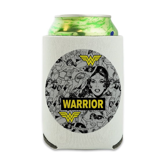 Wonder Woman Warrior Pattern Can Cooler - Drink Sleeve Hugger Collapsible Insulator - Beverage Insulated Holder