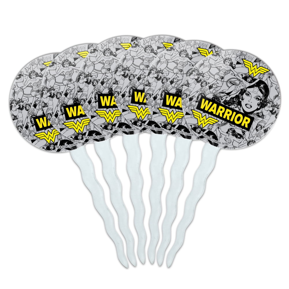Wonder Woman Warrior Pattern Cupcake Picks Toppers Decoration Set of 6