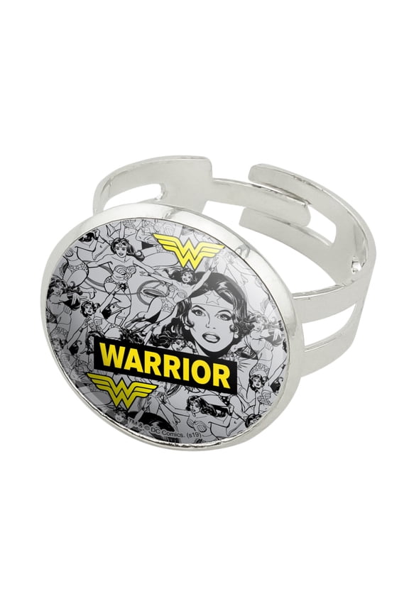 Wonder Woman Warrior Pattern Silver Plated Adjustable Novelty Ring