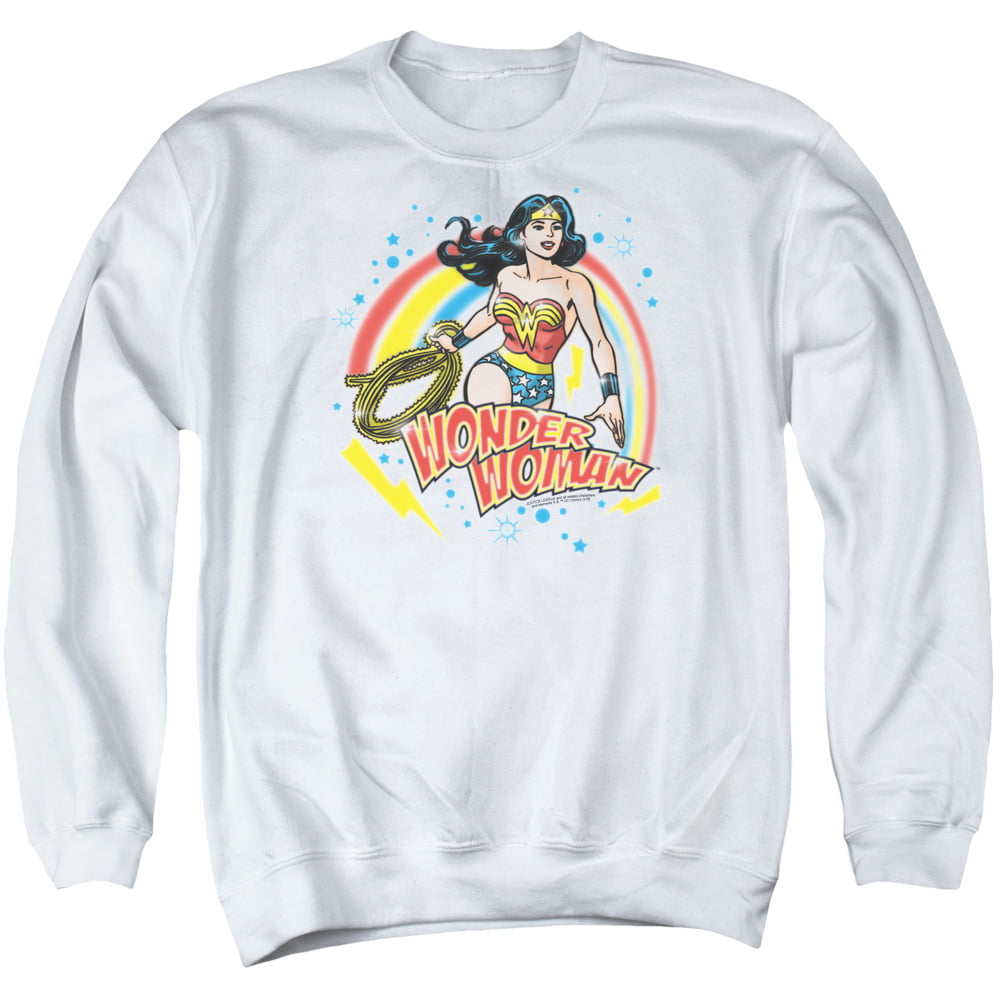 Wonder Woman Wonder Airbrush Adult Crewneck Sweatshirt White 