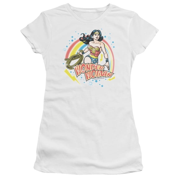 Wonder Woman Wonder Airbrush S/S Junior Women's T-Shirt Sheer White