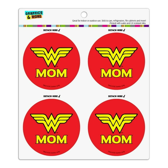 Wonder Woman Wonder Mom Logo Refrigerator Fridge Locker Vinyl Circle Magnet Set