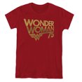 thumbnail image 1 of Wonder Woman Wonder Woman 75Th Anniversary Gold Logo Women's T Shirt, Cardinal, X-Large, 1 of 6