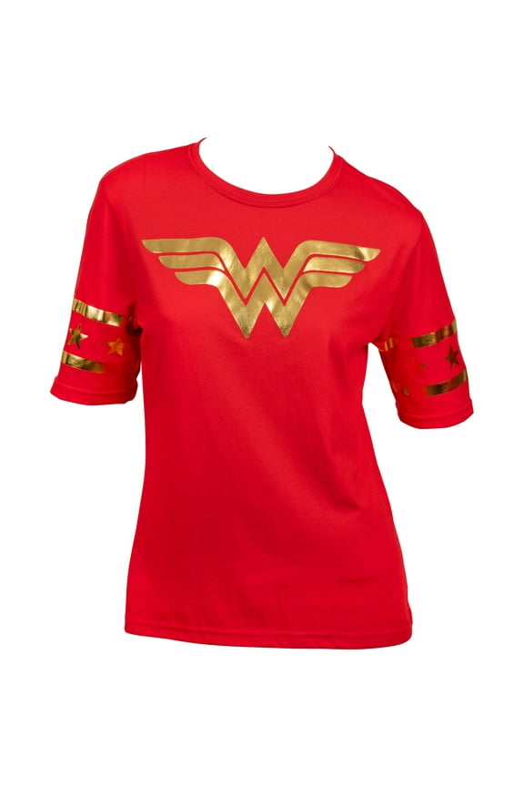 830114-xlarge Wonder Woman Gold Foil Classic Symbol Womens T-Shirt - Extra Large