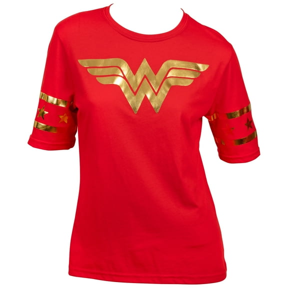 Wonder Woman 830114-small Wonder Woman Gold Foil Classic Symbol Womens T-Shirt - Small