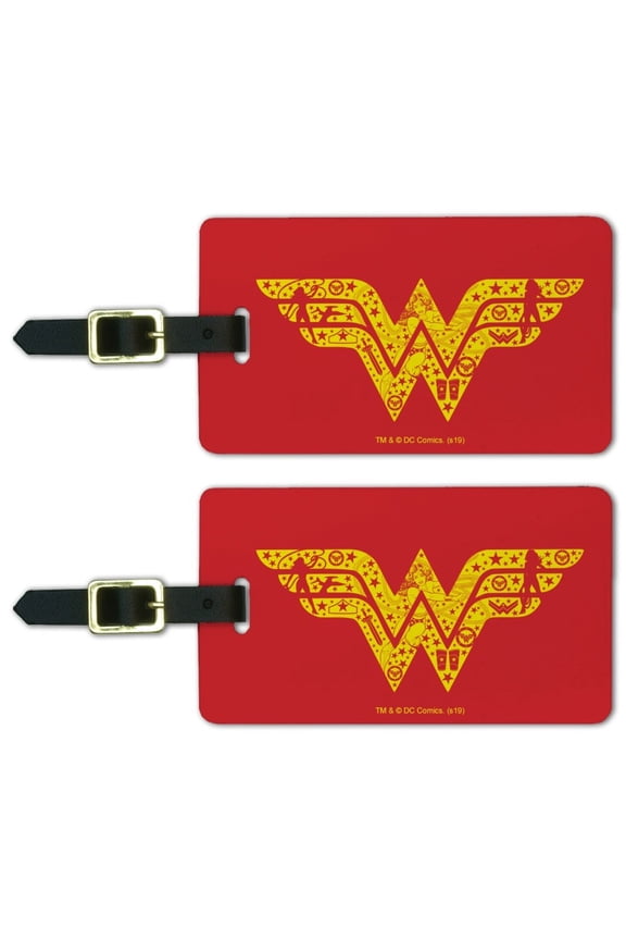 Wonder Woman Wonder Woman Icons Logo Luggage ID Tags Suitcase Carry-On Cards - Set of 2