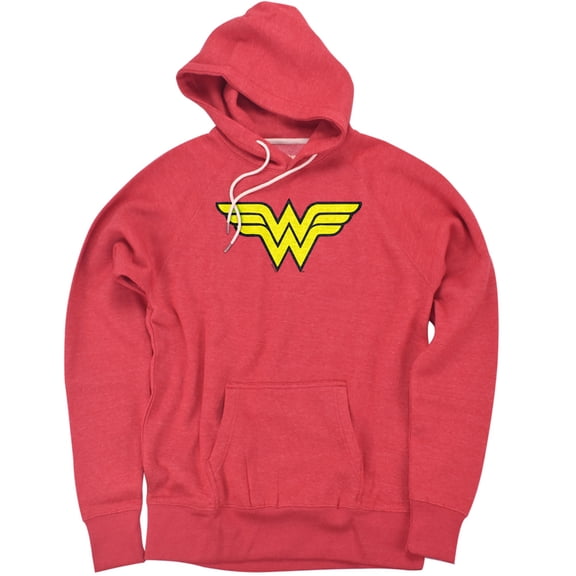Wonder Woman Wonder Woman Logo Unisex Adult Slim Fit Pull-Over Heather Hoodie, Red, X-Large
