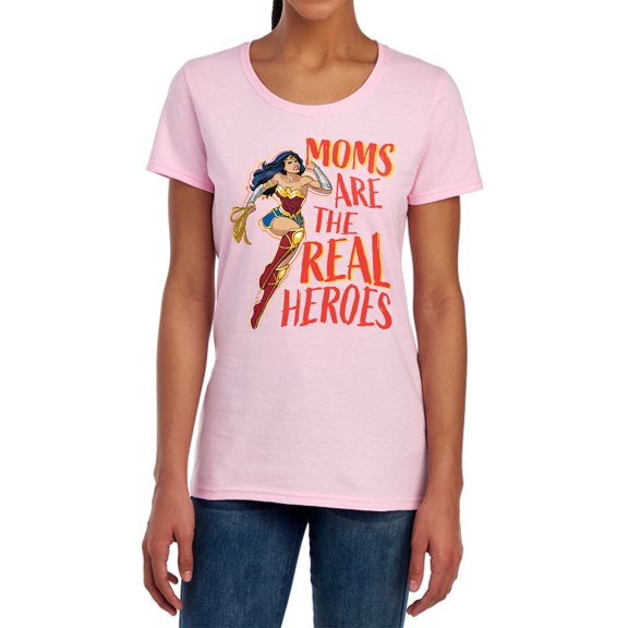 Wonder Woman Wonder Woman Mother's Day Moms are The Real Superheroes Women's T Shirt, Pink, Small