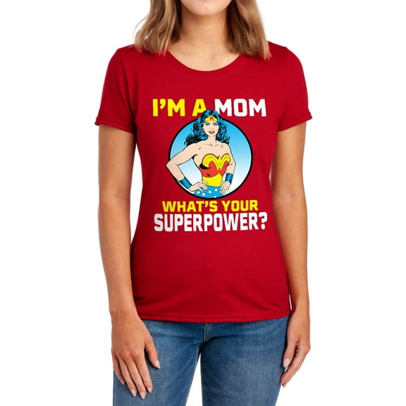 Wonder Woman Wonder Woman Mother's Day What's Your Superpower Women's T Shirt, Red, Large