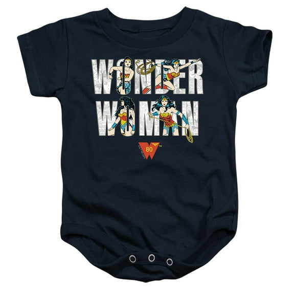 Wonder Woman Ww 80Th Illustrated Type Unisex Infant Snap Suit for Baby (24 Months) Navy