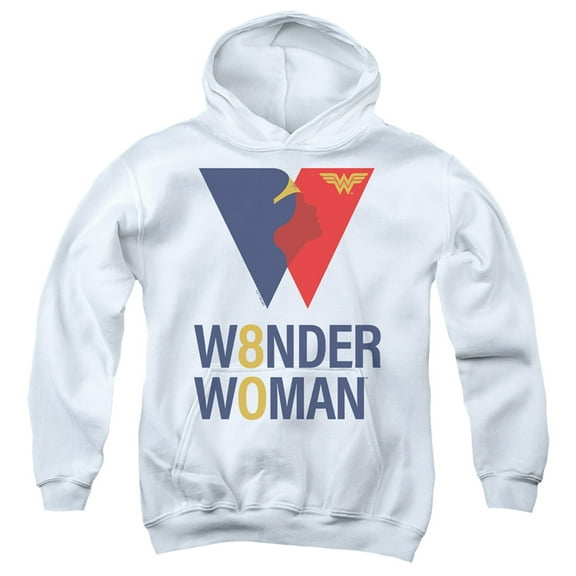 Wonder Woman Ww 80Th Logo Kids Pull-Over Hoodie (Small) for Youth Boys and Girls, White