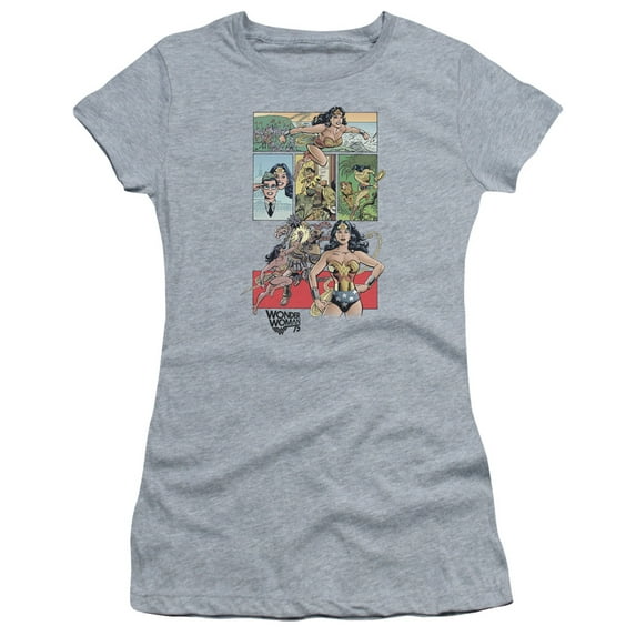 Wonder Woman - Ww75 Comic Page - Juniors Teen Girls Cap Sleeve Shirt - Small