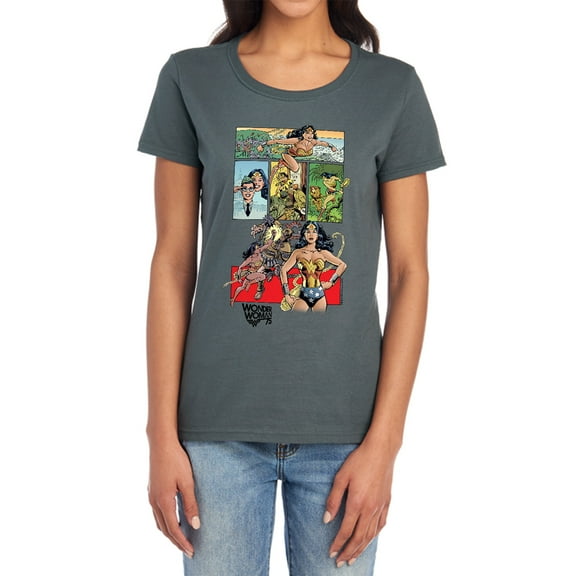 Wonder Woman Ww75 Comic Page Women's T Shirt, Charcoal, Small