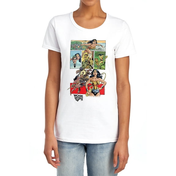 Wonder Woman Ww75 Comic Page Women's T Shirt, White, Large