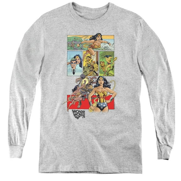 Wonder Woman - Ww75 Comic Page - Youth Long Sleeve Shirt - Large