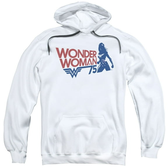 Wonder Woman Ww75 Silhouette Adult Pullover Hoodie Sweatshirt White