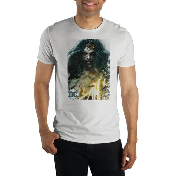 Wonder Woman Zombie DC Comic Book Mens White Shirt-M
