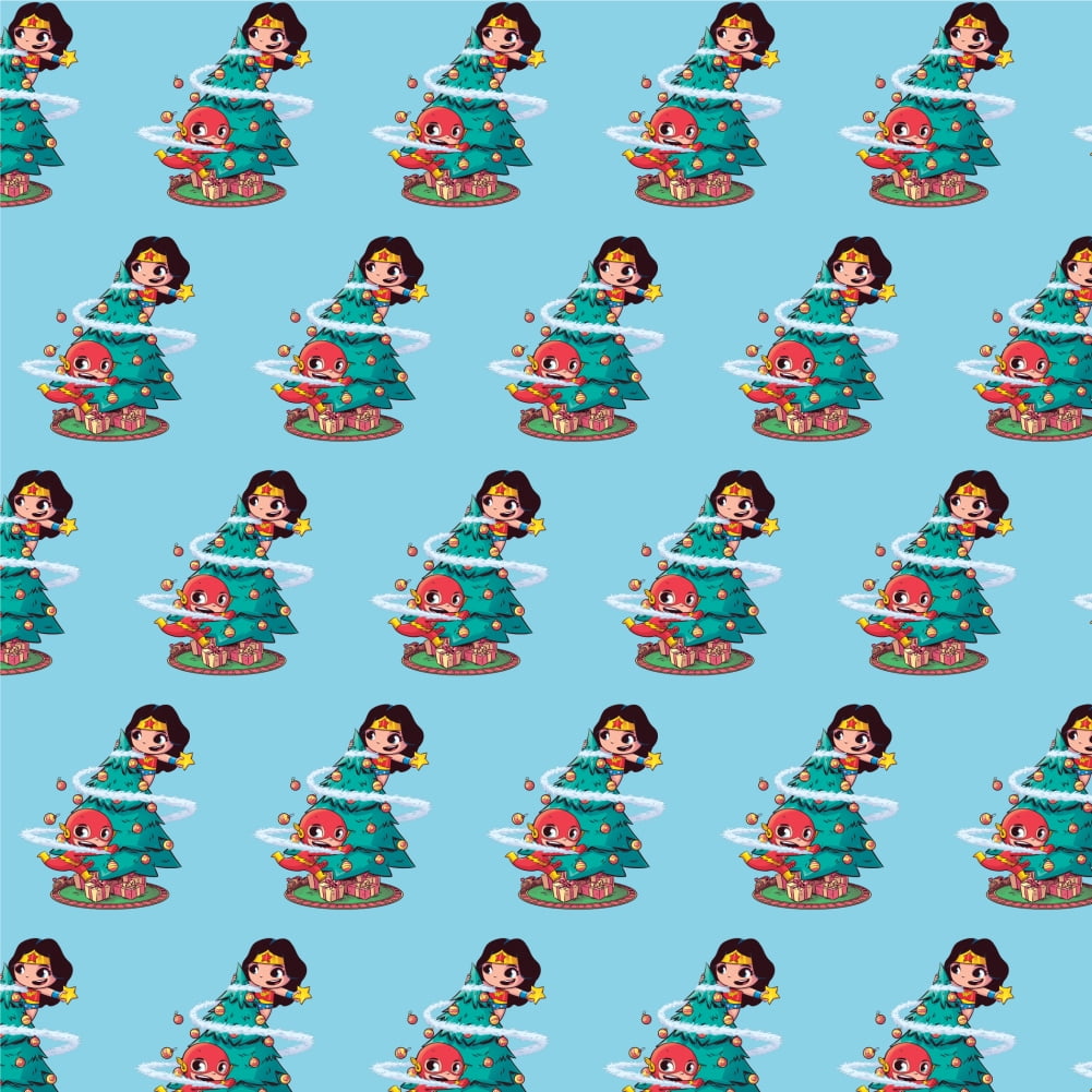 GRAPHICS AND MORE Wonder Woman and Flash Christmas Tree Premium Roll Gift Wrap Wrapping Paper
