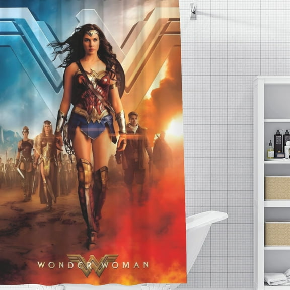 Wonder Woman-theme Bathroom Shower Curtain Home Decor,Bath Curtains Durable Waterproof Bath Curtain , Adluts Girls Boys Bathroom Decor House Gifts 52x71inch130cmX180cm