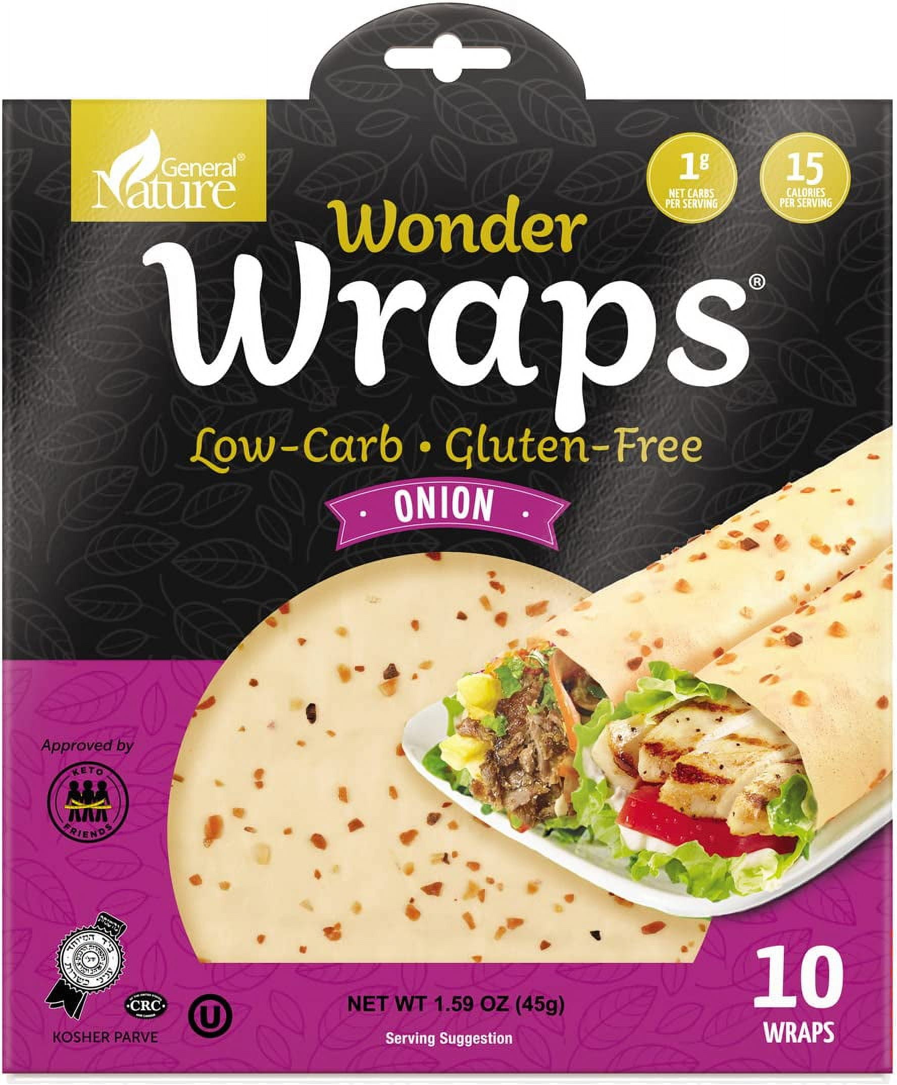 Wonder Wraps Onion Low Carb Keto Tortillas NonGMO Kosher Low