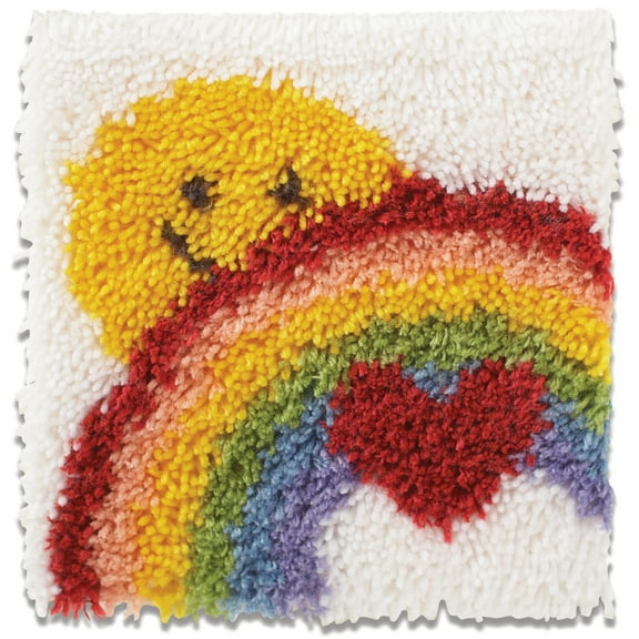 WonderArt® 12" x 12" Latch Hook Kit, Sunshine Rainbow, Acrylic Yarn Cotton Canvas