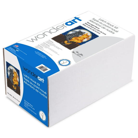 WonderArt® 15" x 20" Latch Hook Kit, Moonlight Meow, Acrylic Yarn Cotton Canvas