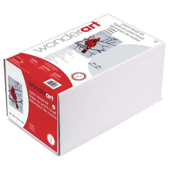 WonderArt® 20" x 30" Latch Hook Kit, Classic Cardinal, Acrylic Yarn Cotton Canvas