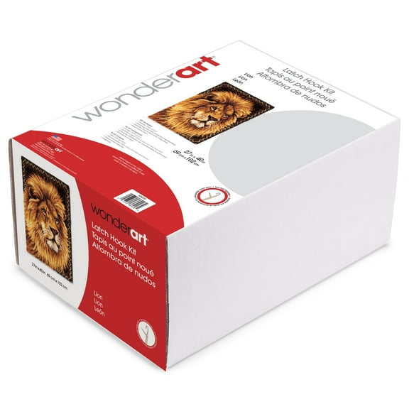 WonderArt® 27" x 40" Latch Hook Kit, Lion, Acrylic Yarn Cotton Canvas