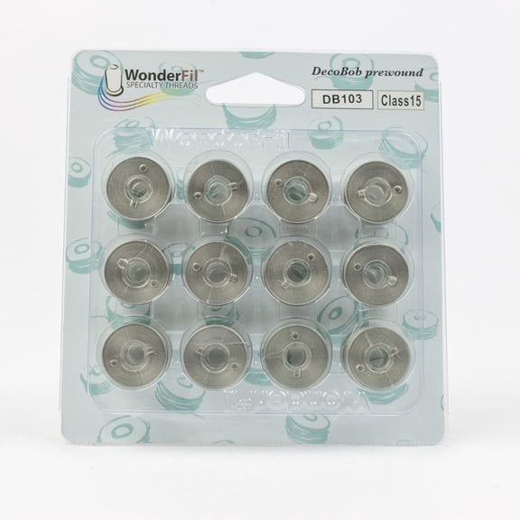 WonderFil, Specialty Threads, DecoBob, Pre-Wound Bobbins, Class 15 - Grey