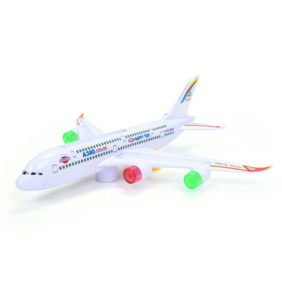 WonderPlay All Aboard! Bump & Go Airplane With Light & Sound - White
