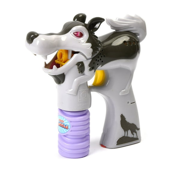 WonderPlay BO wolf bubble gun/ with 3 flashing light and music/double bubble liquid/including batteries - GRAY
