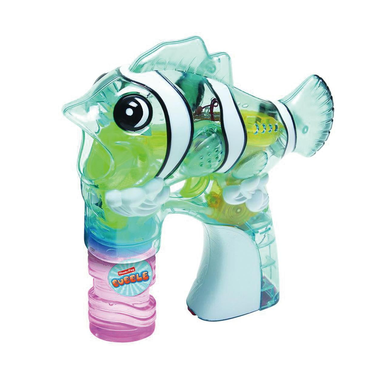 WonderPlay Wonder Bubble Kids Clear Bubble Gun With Lights Sounds Blue