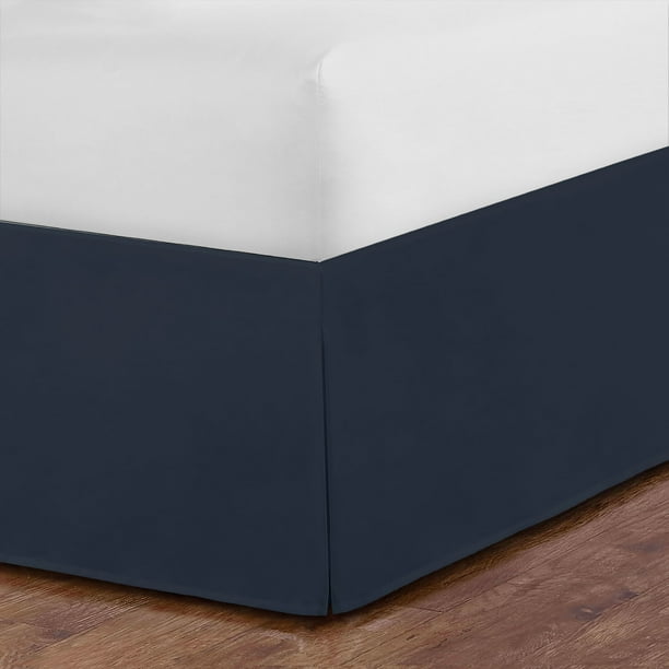 WonderSkirt Wraparound Tailored 15" Microfiber Bedskirt, Navy, Queen