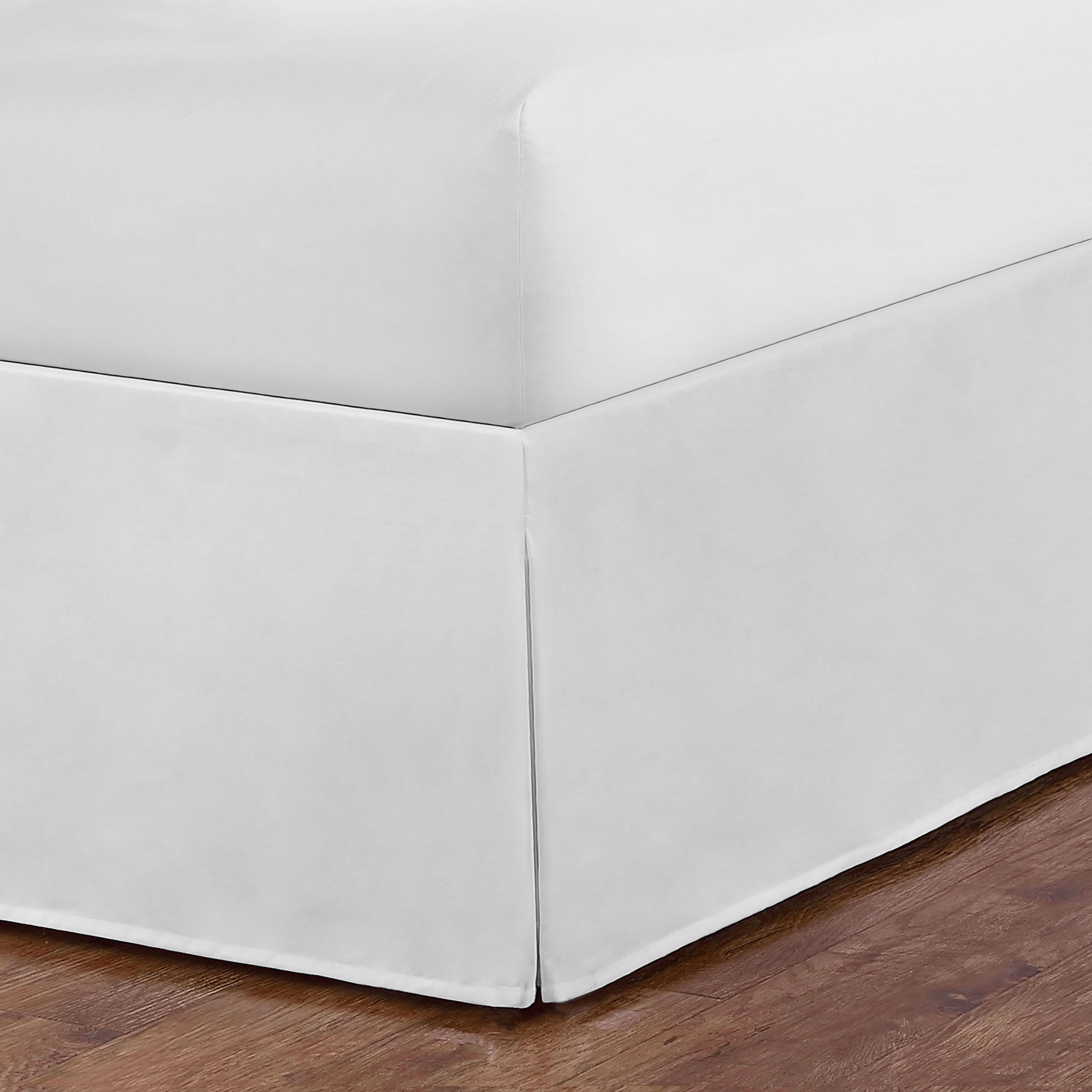 WonderSkirt Wraparound Tailored 15" Microfiber Bedskirt, White, Queen