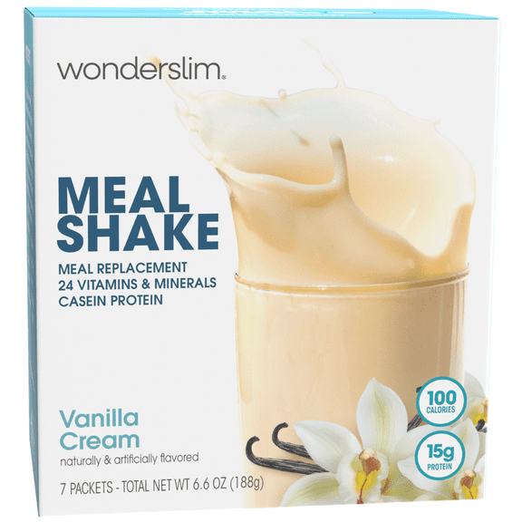 WonderSlim Meal Replacement Shake, Vanilla Cream, 15g Protein, 24 Vitamins & Minerals (7ct)