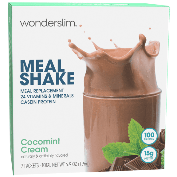 Wonderslim Meal Replacement Shake, CocoMint Cream, 15g Protein, 24 Vitamins & Minerals (7ct)
