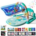 thumbnail image 1 of WonderStone 2 in 1 Baby Gym Playmat, Tummy Time Water Mat with 2 Cloth Books/ 5 Infant Sensory Baby Toys & Play Piano, Boys and Girls Newborn Baby Gift 0-12 Month (Green), 1 of 10
