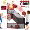 thumbnail image 1 of Wonderstone 2-in-1 Arcade Basketball Game with Electronic Scoreboard, LED Lights & Music, Includes 4 Basketballs & 12 Sticky Balls, Indoor Outdoor Sports Toy Gift for Kids & Teens，Red, 1 of 11