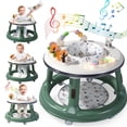 thumbnail image 1 of WonderStone 3 in 1 Baby Walker, Push Walker with 360° Swivel Seat, Music & Light Toys, Baby Bouncer, Baby Activity Center for Boy Girl 6-18 Months (Green), 1 of 10