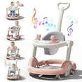 thumbnail interactive-video image 1 of WonderStone 5 in 1 Baby Walker, Foldable Push Walker with Wheels, Music & Light, Baby Bouncer, Baby Activity Center for Boy Girl 6-12 Months (Pink), 1 of 11