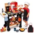 thumbnail image 1 of WonderStone 63 PCS BBQ Grill Playset, Outdoor Play Kitchen with Movable Wheels & Play Sink, Pretend Play Toy with Smoke, Sound & Light, Cooking Toys for Toddlers Ages 3–6, 1 of 10