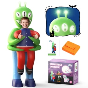 WonderStone 67'' Alien Inflatable Costume with LED Lights, Halloween Blow-Up Costume, Abducted by Aliens Outfit for Cosplay Party, Suitable for Kids Ages 6–14