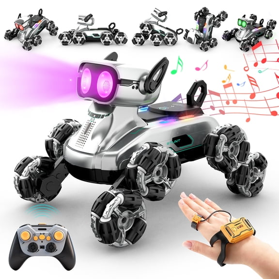 WonderStone 8WD Robot Dog, 2 Control Modes Stunt Pet Robot Toy with Light and Sound, Birthday Gifts for Boys Girls 6-12 Years Old