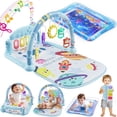 thumbnail image 1 of WonderStone Baby Gym Playmat for Infant,Tummy Time Water Mat with 5 Infant Sensory Baby Toys & Musical Piano Activity for 0-36 Months Boys Girls，Blue, 1 of 9