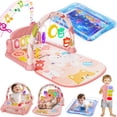thumbnail image 1 of WonderStone Baby Gym Playmat for Infant,Tummy Time Water Mat with 5 Infant Sensory Baby Toys & Musical Piano Activity for 0-36 Months Boys Girls，Pink, 1 of 9